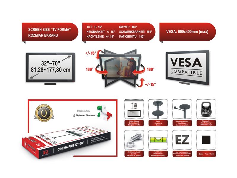 Veggfeste til LED-TV - CINEMA PLUS 32 "-70"