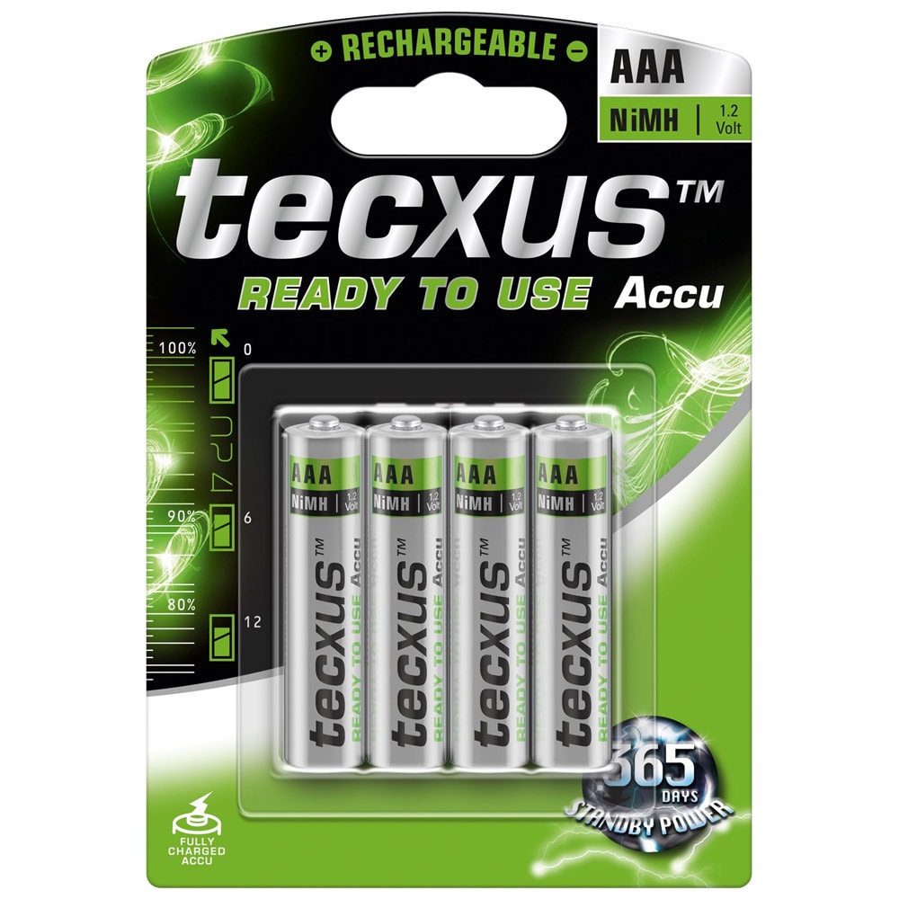 Tecxus AAA Oppladbart Batteri - 800 mAh  4-pk