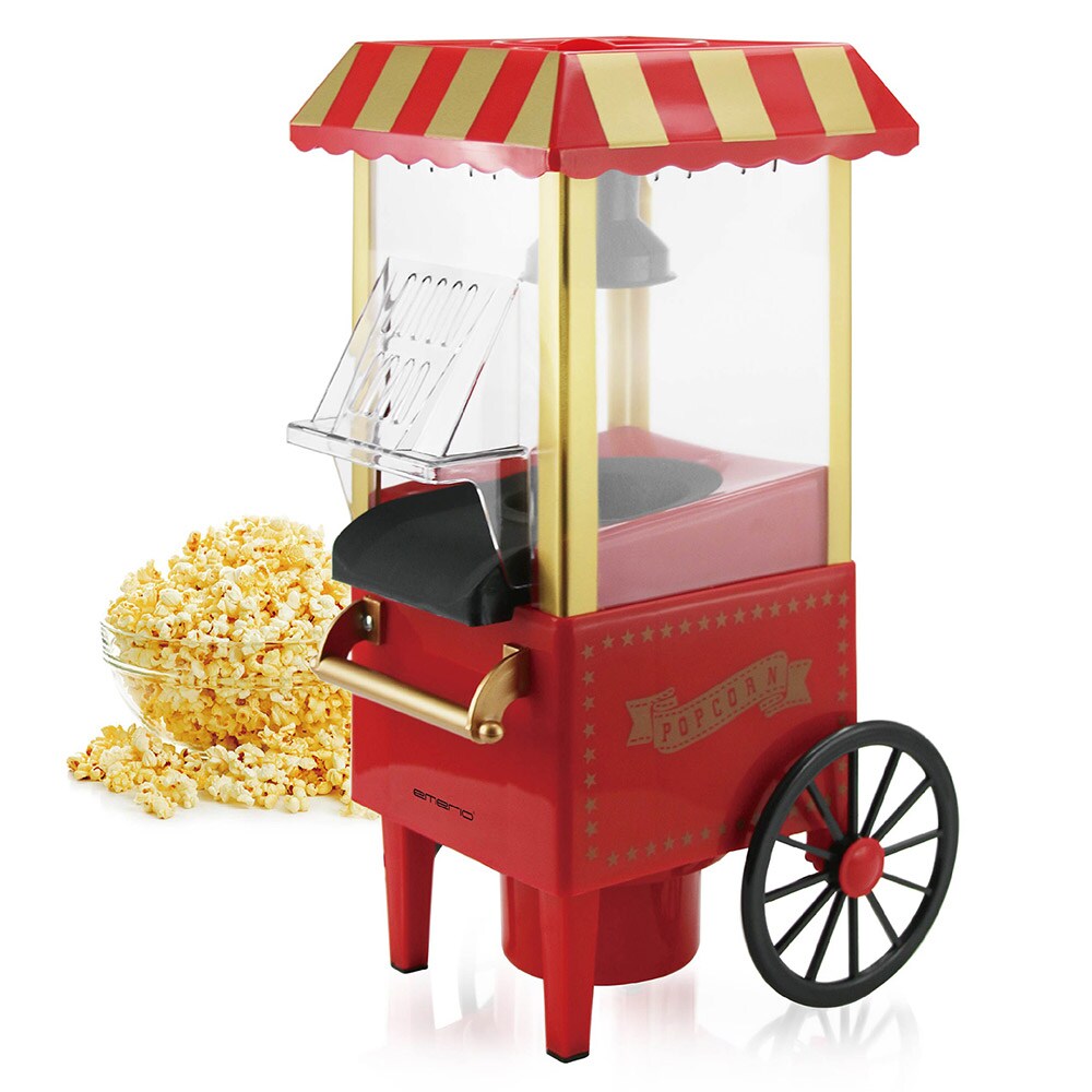 Emerio Popcornmaskin Vogn 1180W Rød