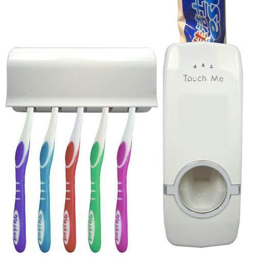 Automatisk tannkremdispenser med holder for tannnbørste