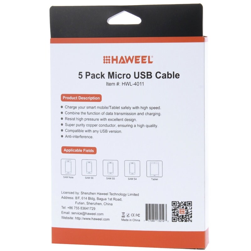 Micro Usb-kabel til Mobiltelefon - 5 Pk Svart