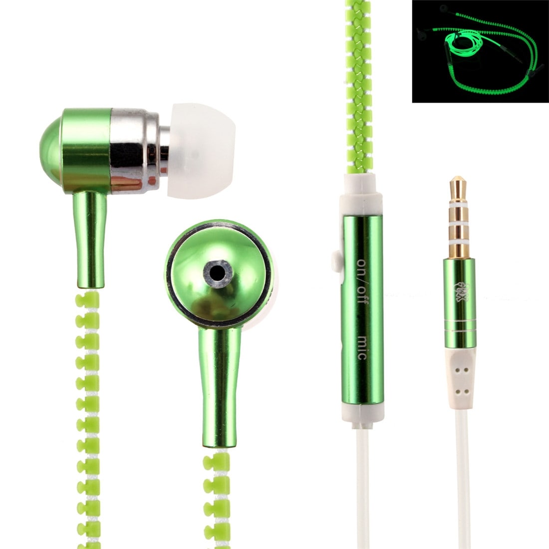Selvlysende headset In-ear for iPhone, iPad, Samsung, HTC, Sony mm