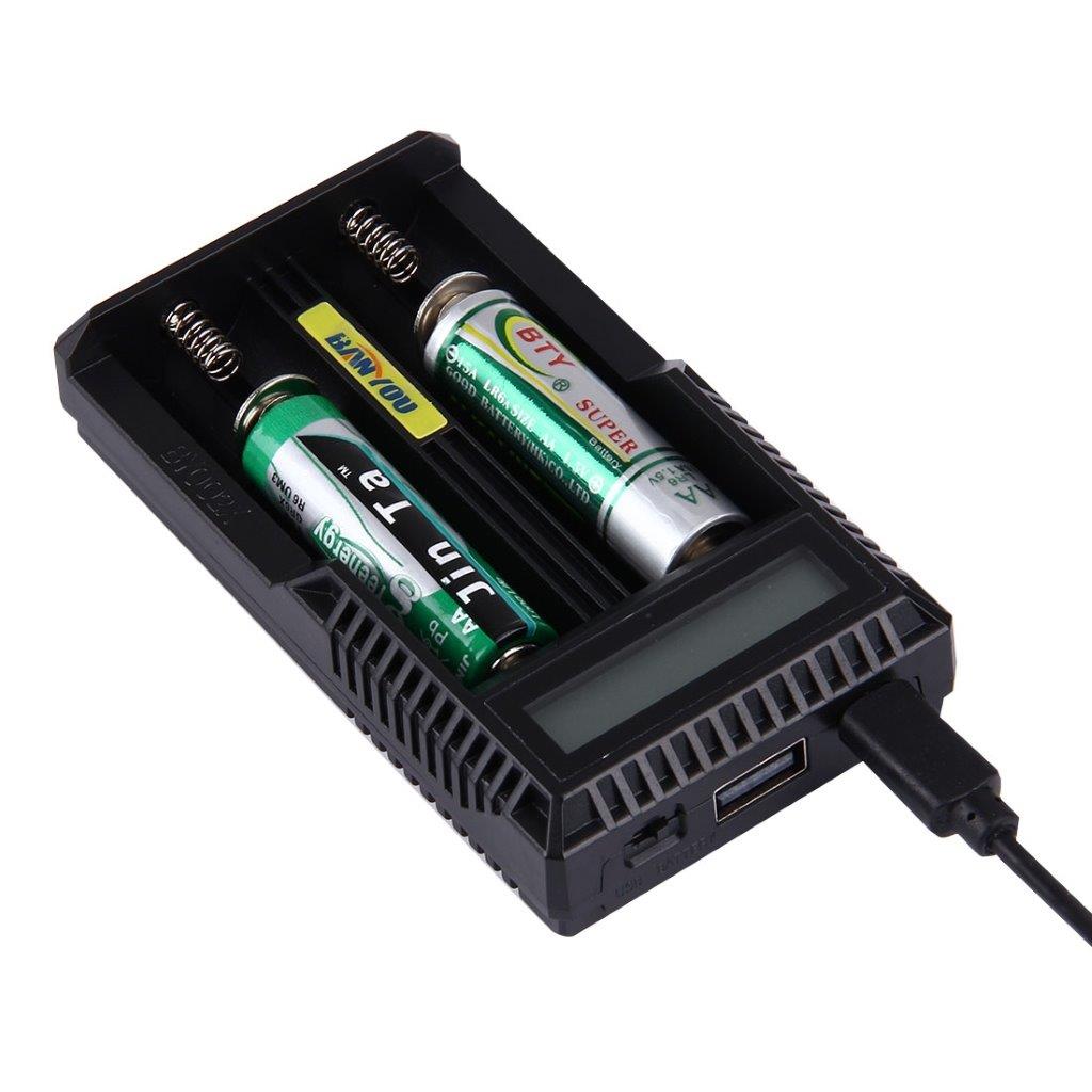 USB Smart Batterilader  18650 / 18490 / 18350 / 17670 / 17500 / 16340 / 14500 / 10440 batteri - Lcd display