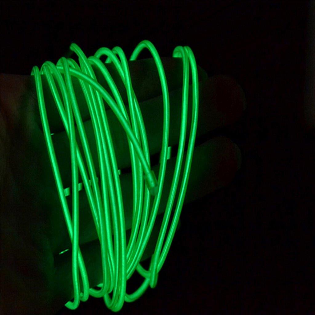 Batteridrevet Neon LED slynge for Disco / Bilen / hjemmedekorasjon- 3meter Grønn