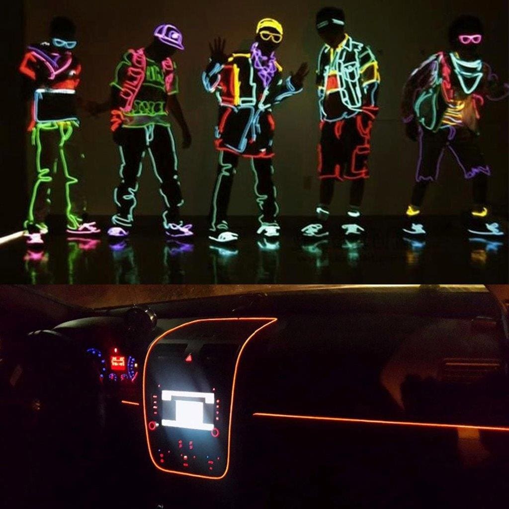 Batteridrevet Neon LED slynge for Disco / Bilen / hjemmedekorasjon- 3meter Grønn