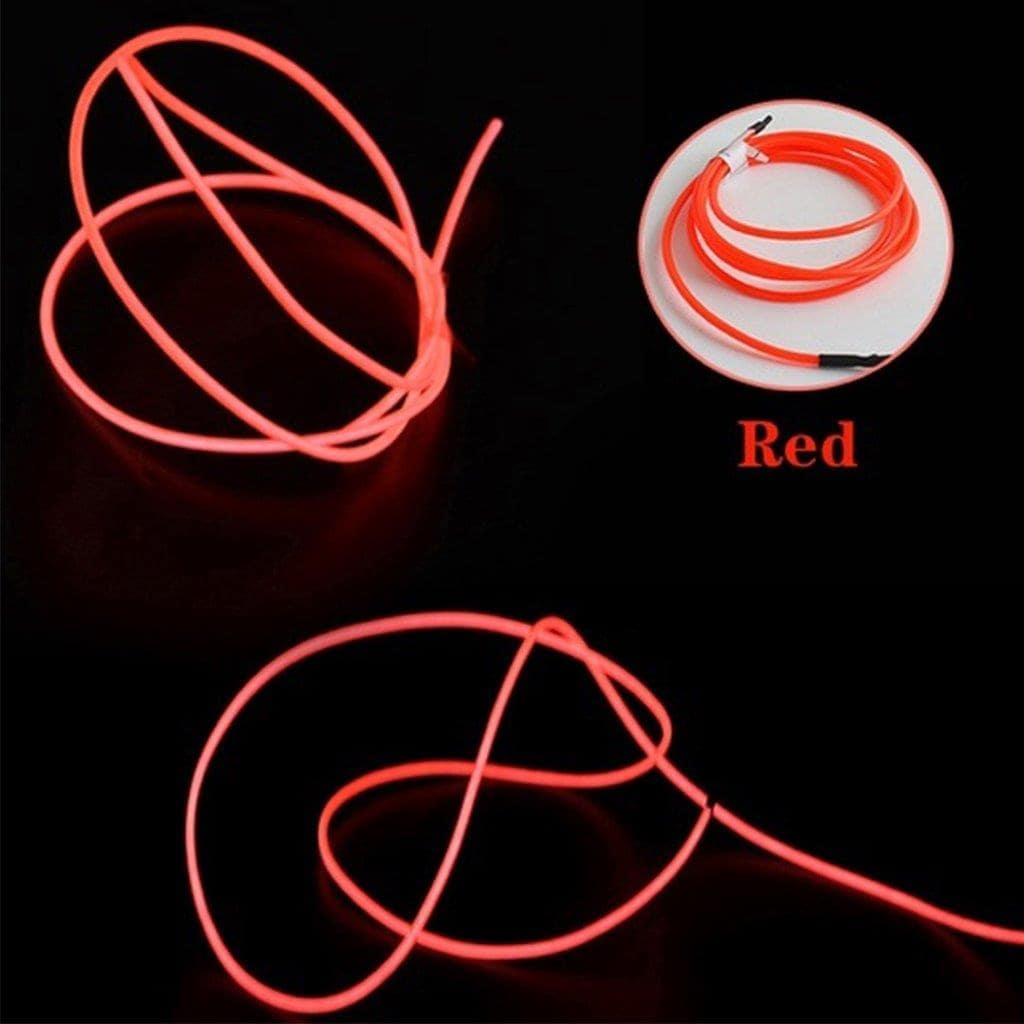 Batteridriven Neon LED slinga för Disco / Bilen / hemdekoration - 3meter Rød