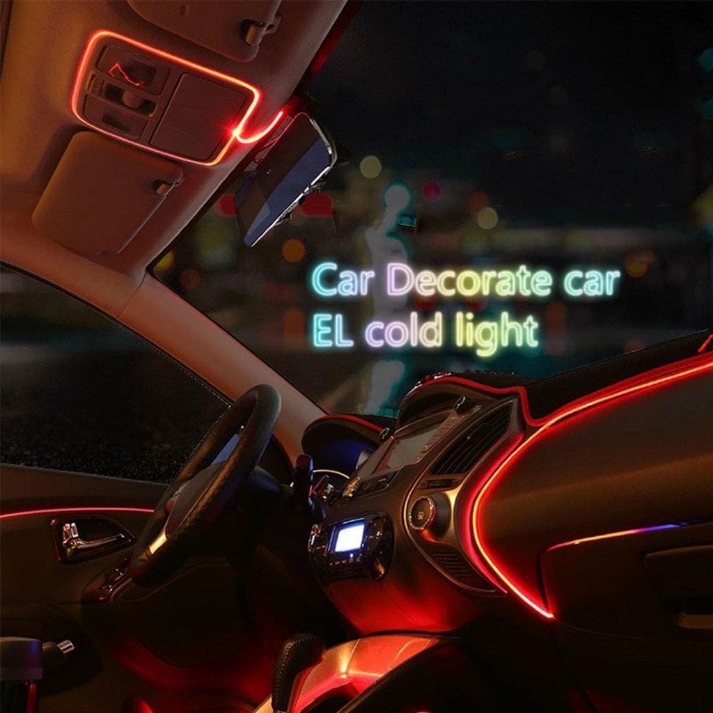 Batteridriven Neon LED slinga för Disco / Bilen / hemdekoration - 3meter Rød