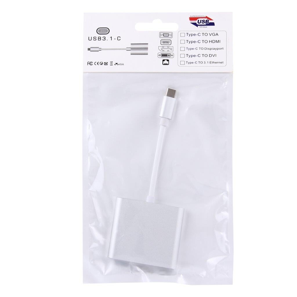 Adapter USB 3.1 Type-C Male til USB 3.1 Type-C HDMI & USB 3.0