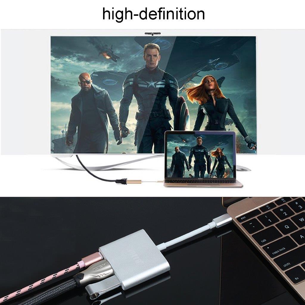 Adapter USB 3.1 Type-C Male til USB 3.1 Type-C HDMI & USB 3.0