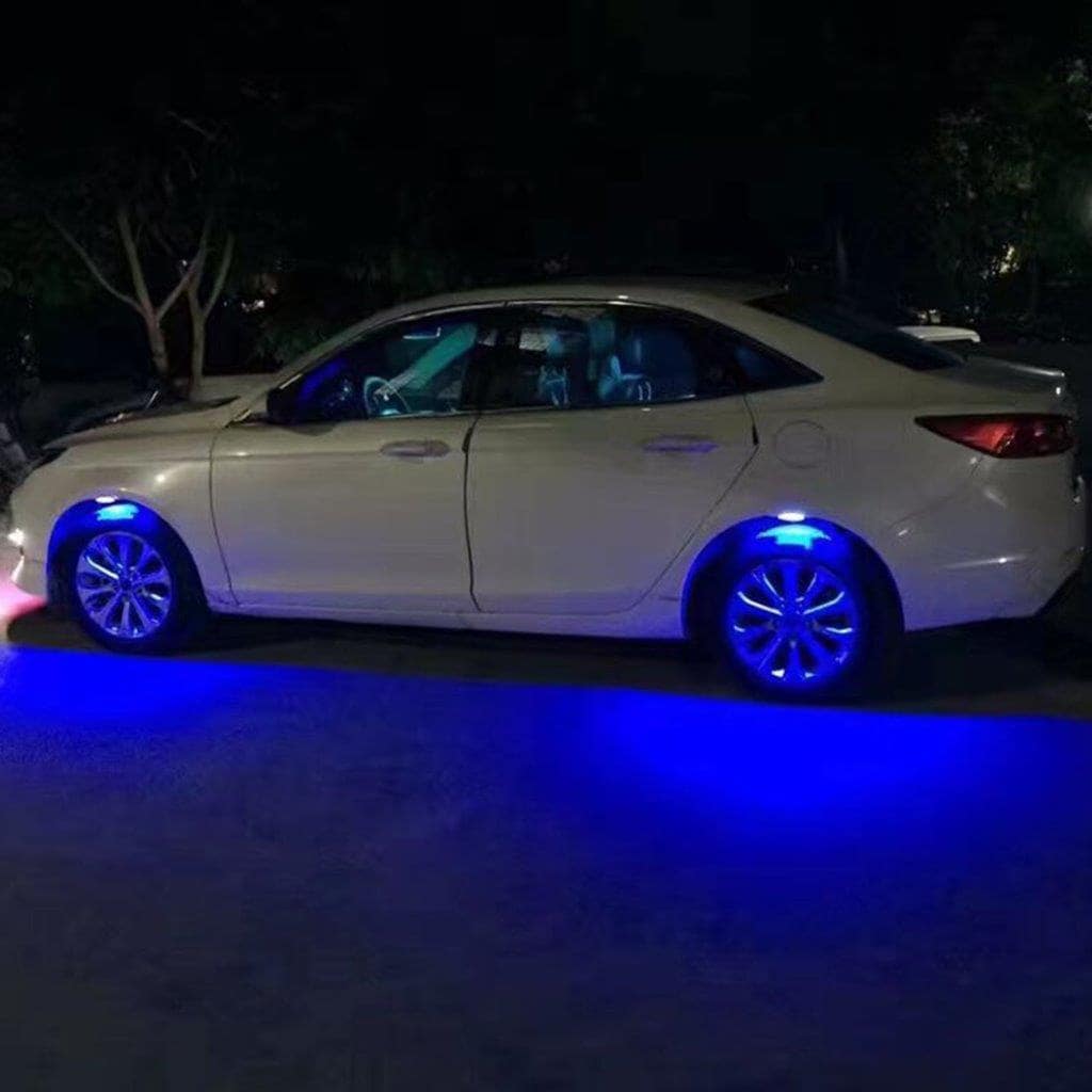 LED Bilhjul belysning 4stk 3 Mode - Blått lys