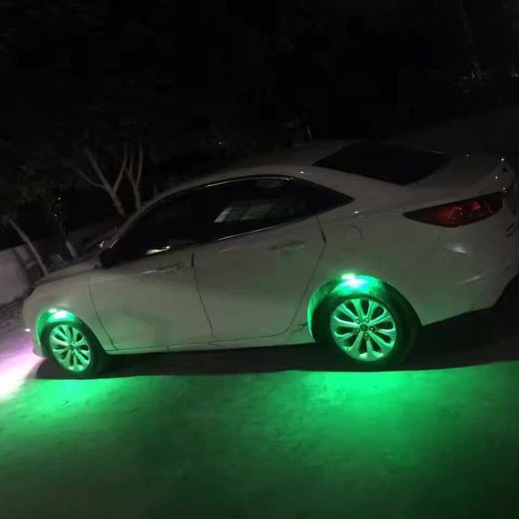 LED Bilhjulbelysning 4st 3 Mode - Grønt lys