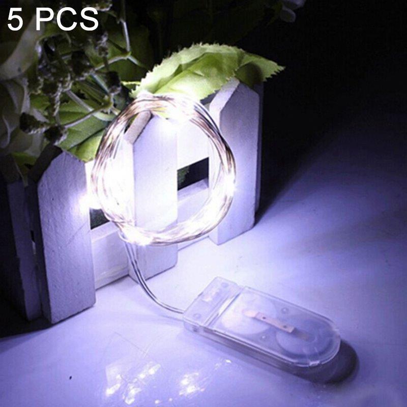 Hvit LED-Lyssløyfe 2 meter med 20 lamper - 5-PACK