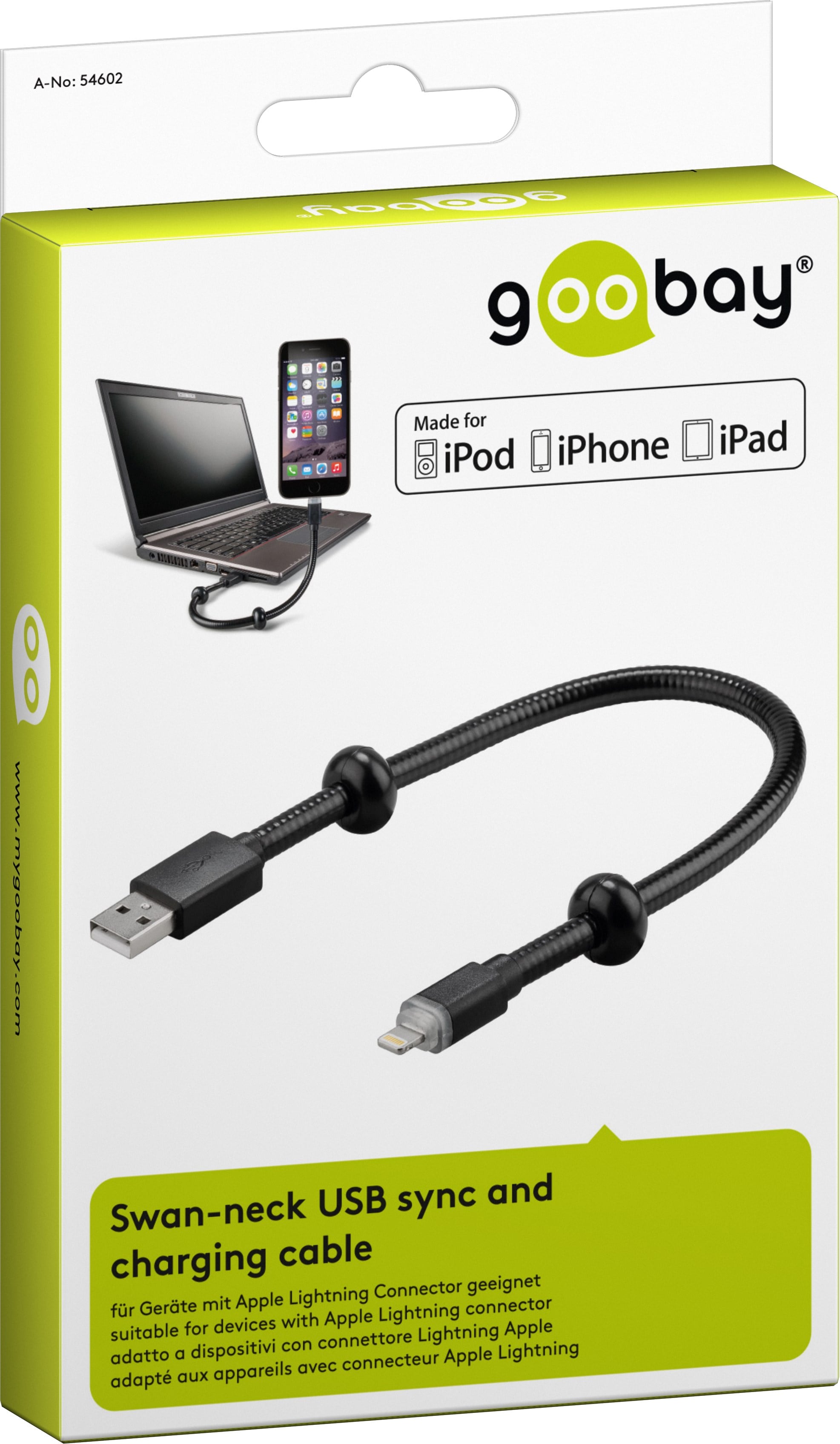 Gooseneck Lightning USB kabel til Apple