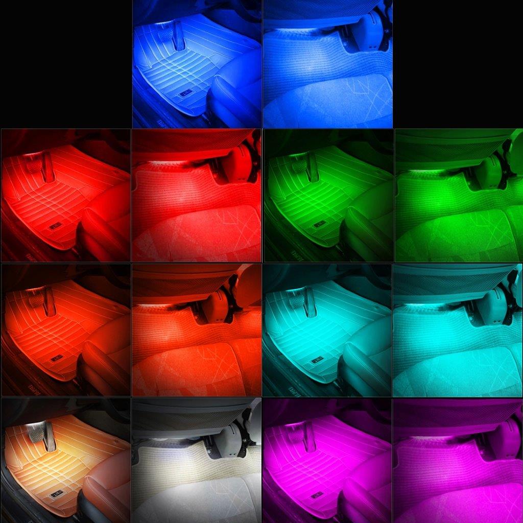 Belysning bilgulv 36st LED 4i1 RGB Neon -  Fjern