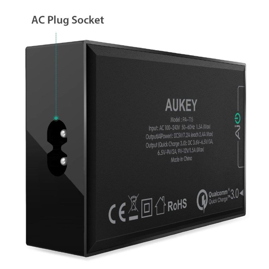 AUKEY PA-T15 5-Port USB vegglader Quick Charge 3.0