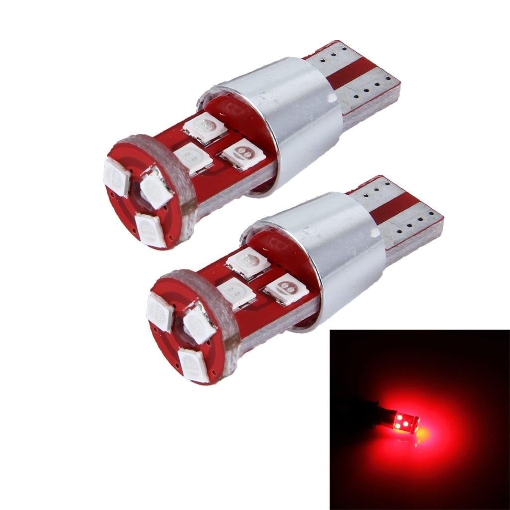 LED-lys Rød T10 9W 800 LM 9 SMD-3030 Canbus - 2Pack
