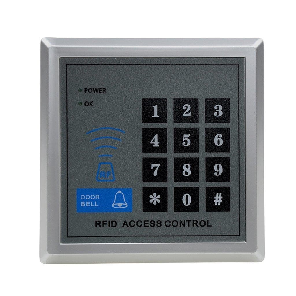 RFID-leser + Dørlås + 10 brikker + Strømadapter + Åpne knapp + skruer
