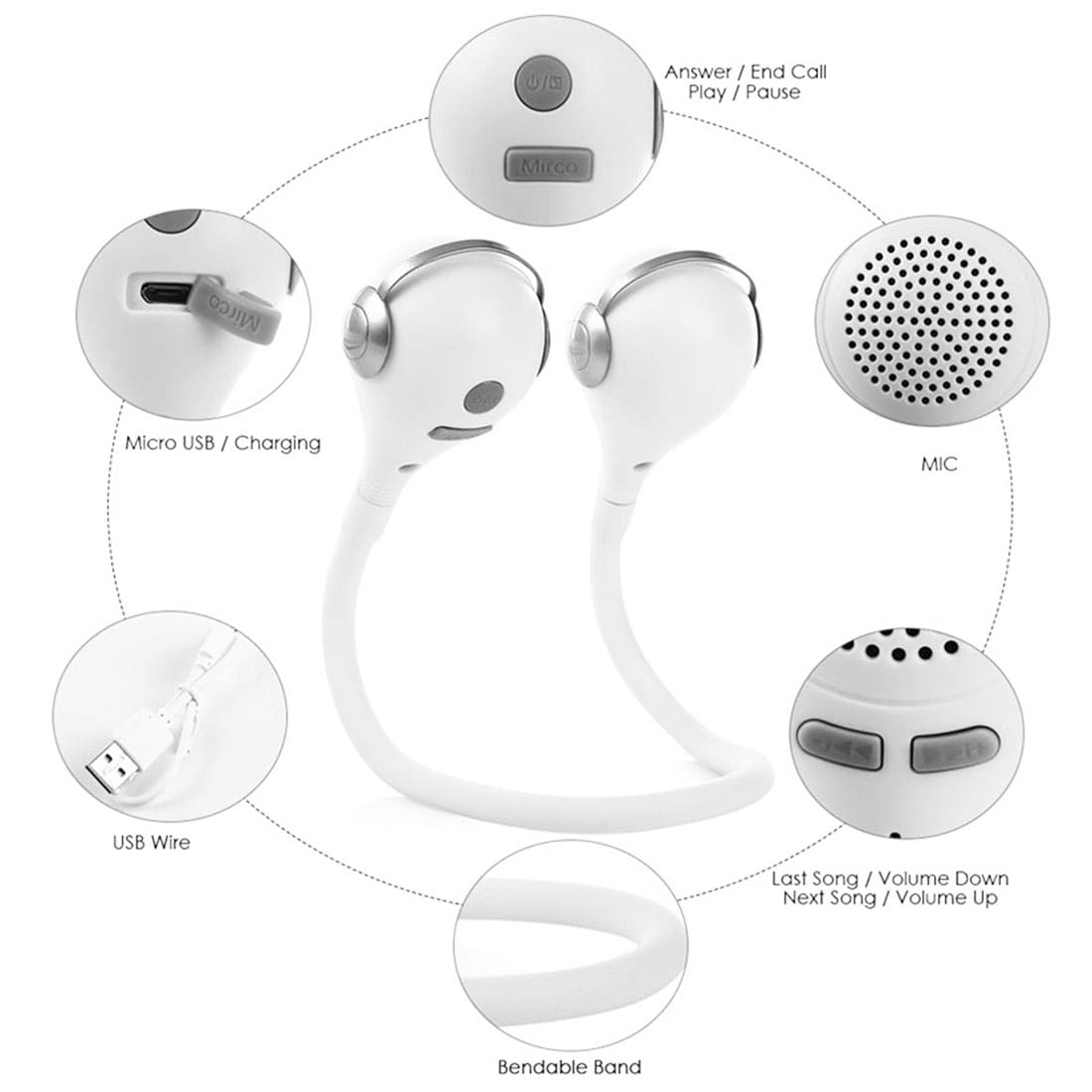Fleksible  Bluetooth høyttalere med handsfree-funksjon