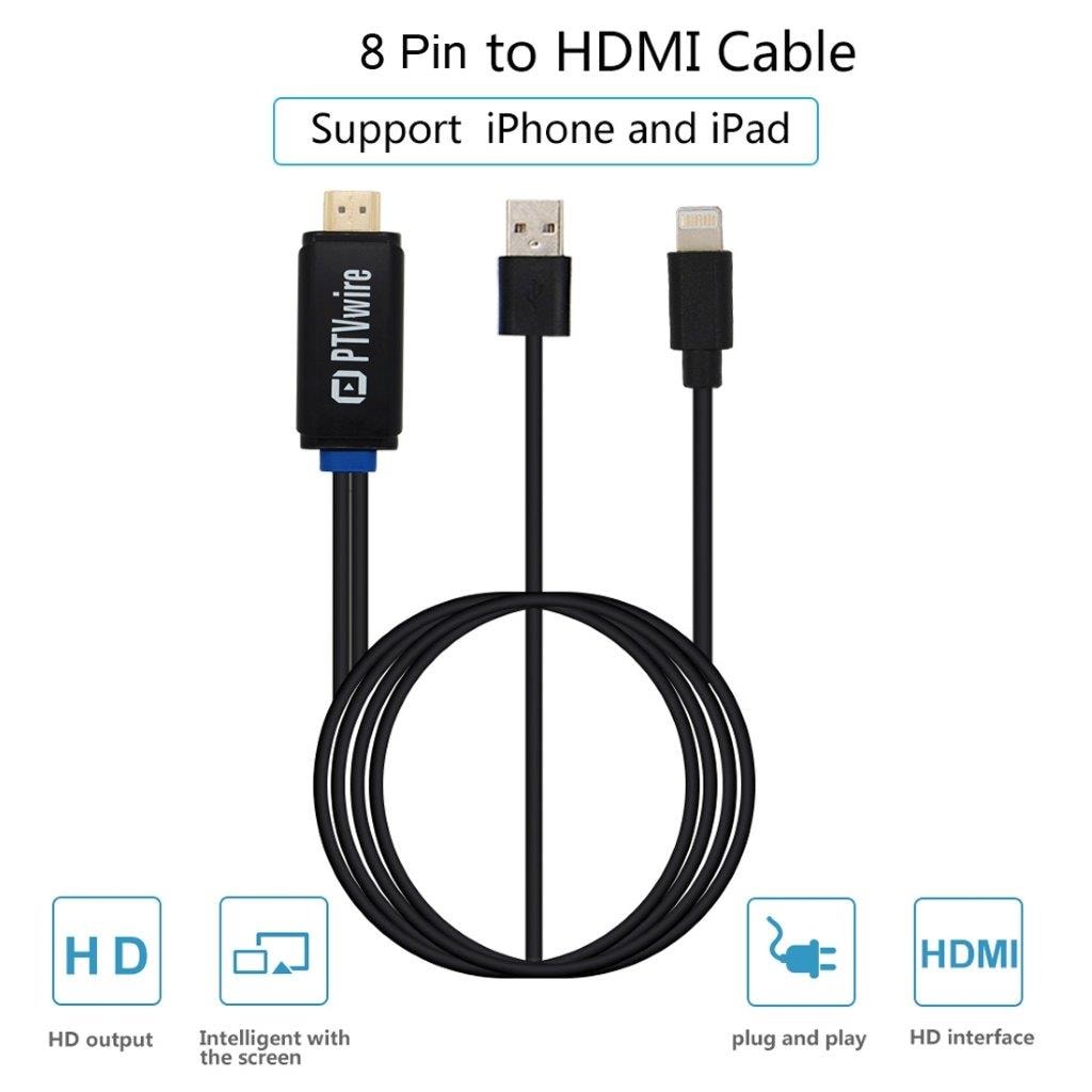 HDMI Adapterkabel til iPhone med usb-lading