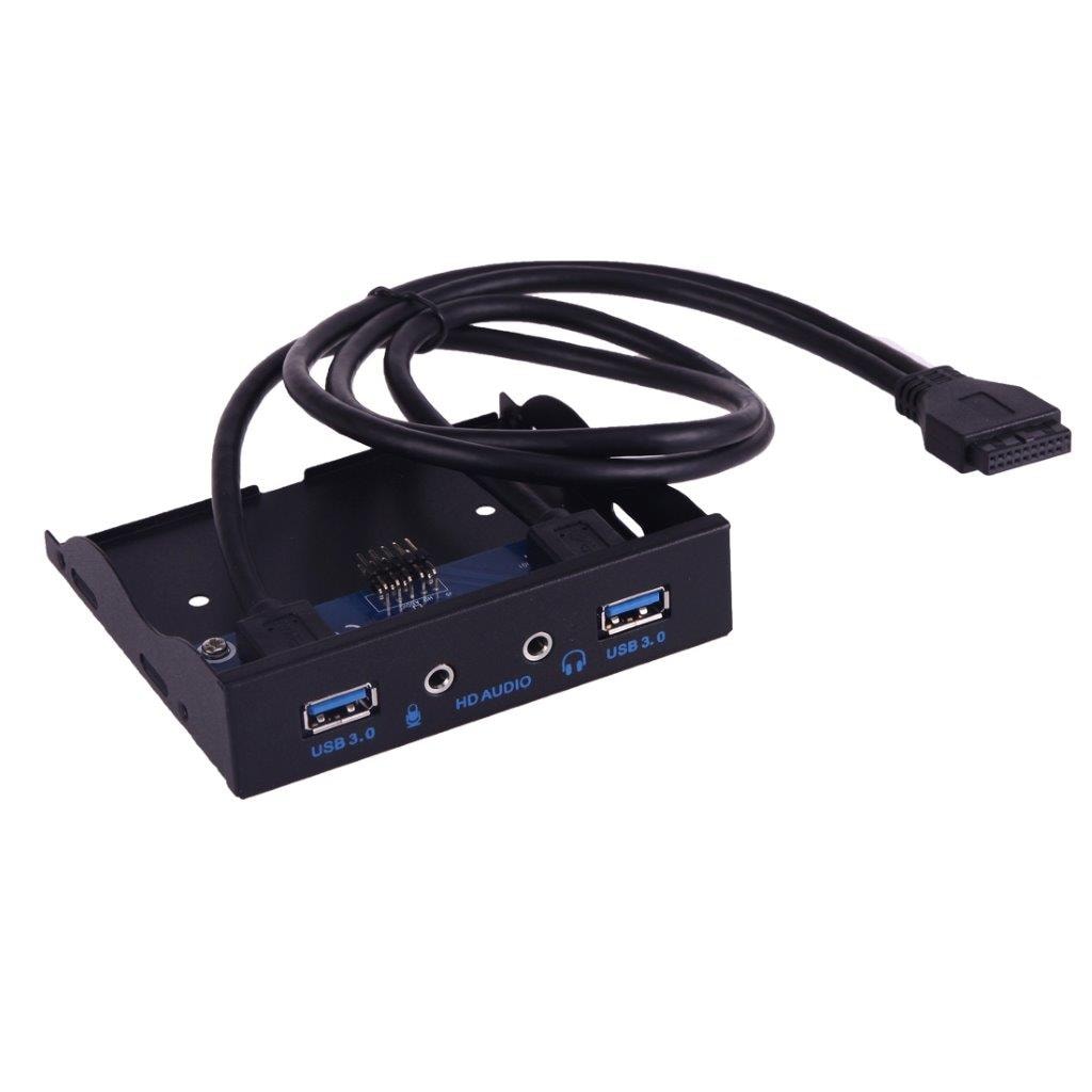 4 Ports USB 3.0 2-Ports + HD Lyd 3.5mm Frontpanel