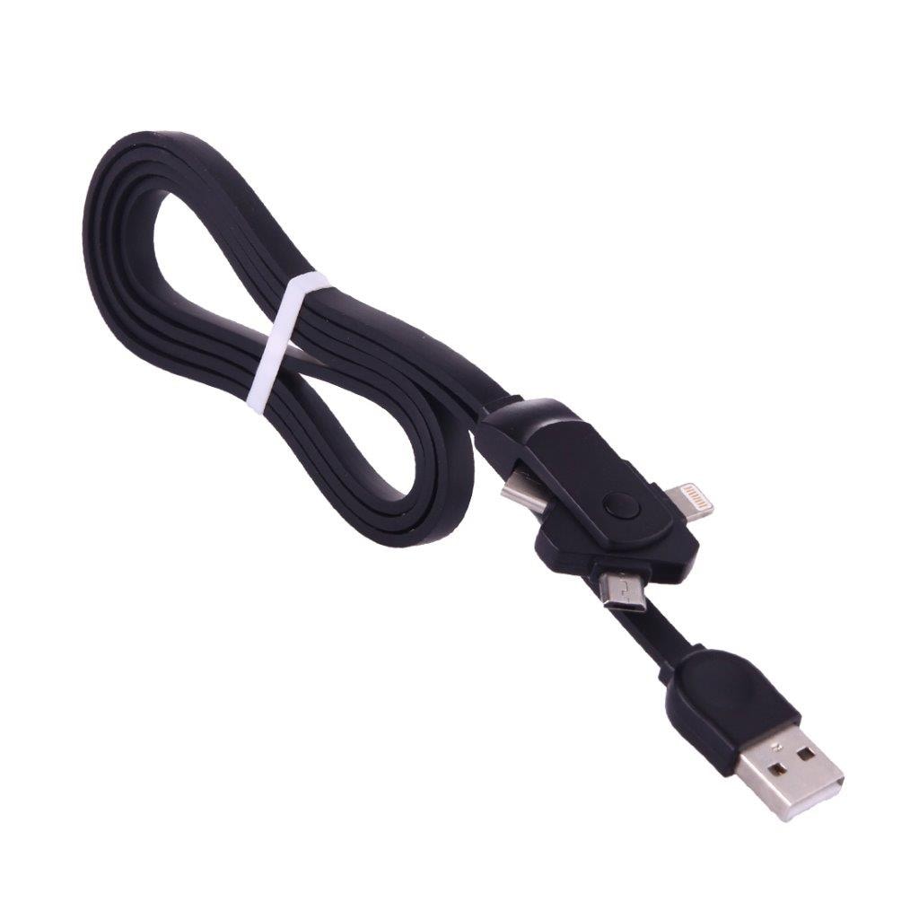 Usb-kabel 3i1 - Type C & iPhone & Android Micro-usb tilkobling