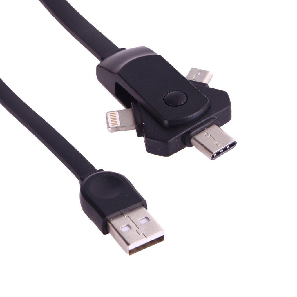 Usb-kabel 3i1 - Type C & iPhone & Android Micro-usb tilkobling