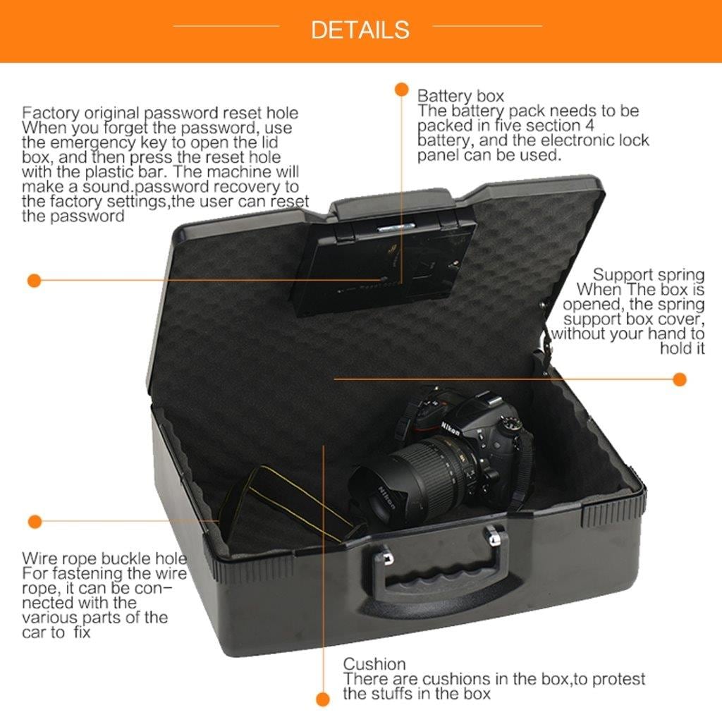 Portabel Sikkerhetsboks med nøkkel til Laptop / Kamera / Lommebok
