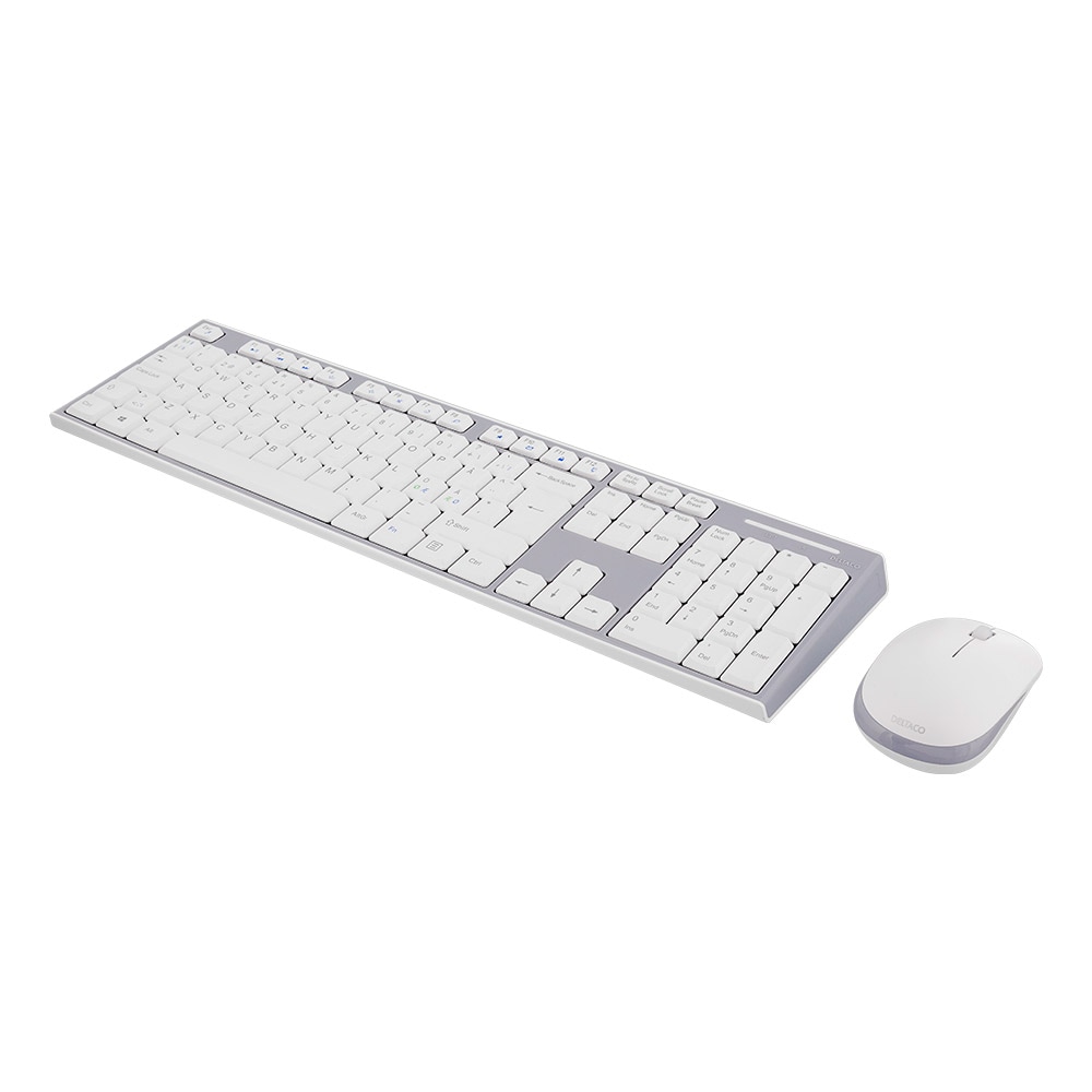 DELTACO Trådløst tastatur og mus - Hvit/Grå