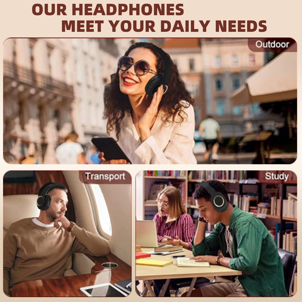 Kraftfulle bluetooth stereoheadset - Svart sammenfoldbart