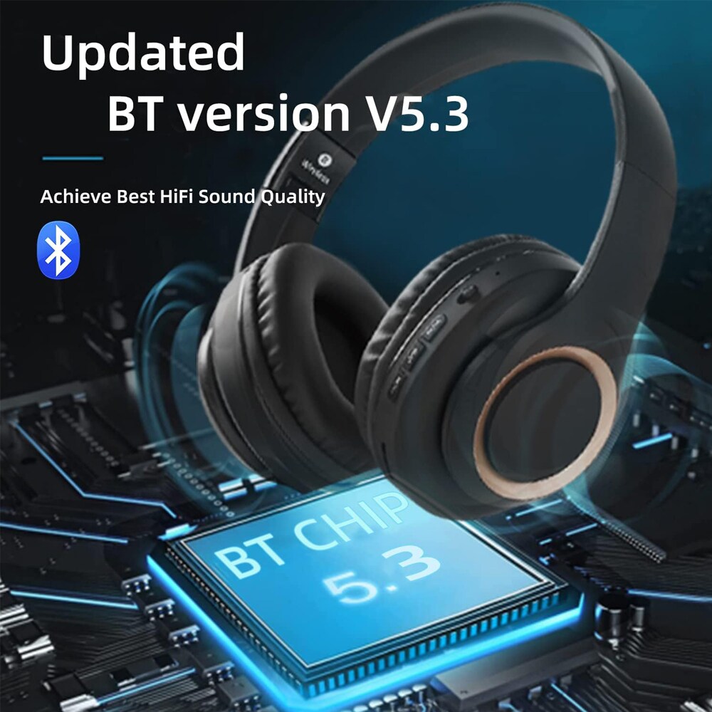 Kraftfulle bluetooth stereoheadset - Svart sammenfoldbart