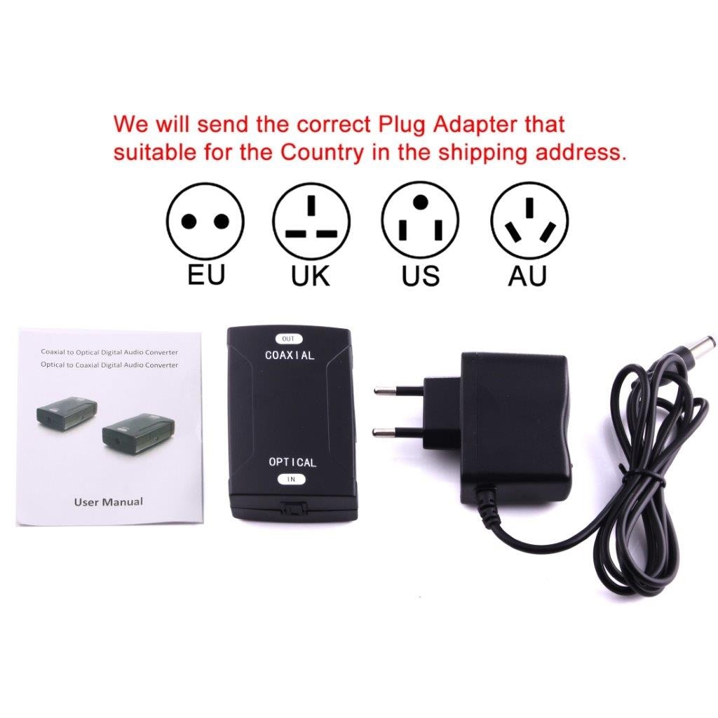 Optisk Toslink adapter til Koaksial RCA