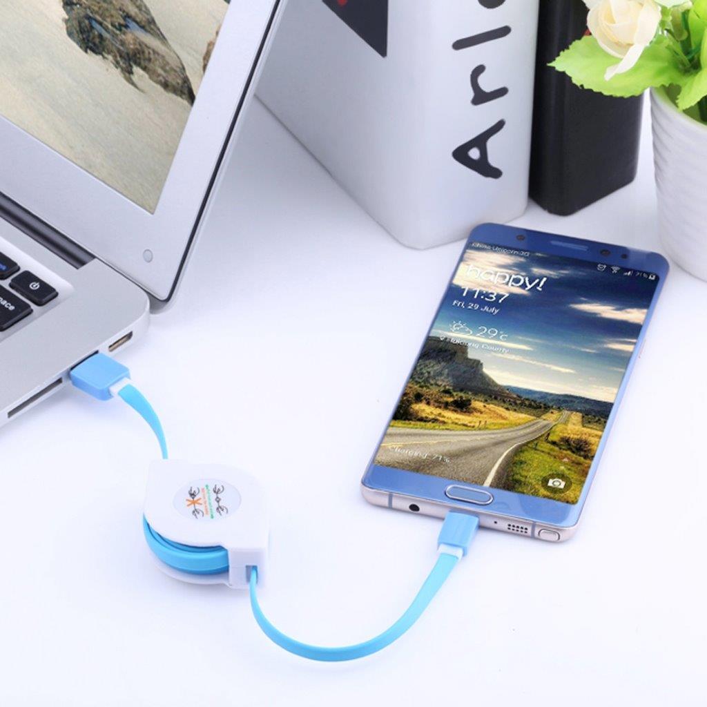 Uttrekkbar, flokerfri ladekabel USB-C - 1 meter