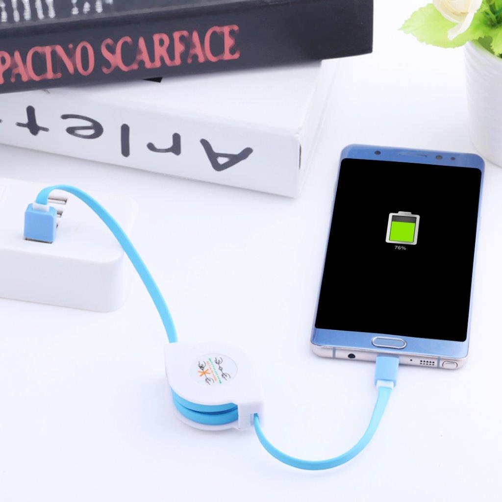 Uttrekkbar, flokerfri ladekabel USB-C - 1 meter