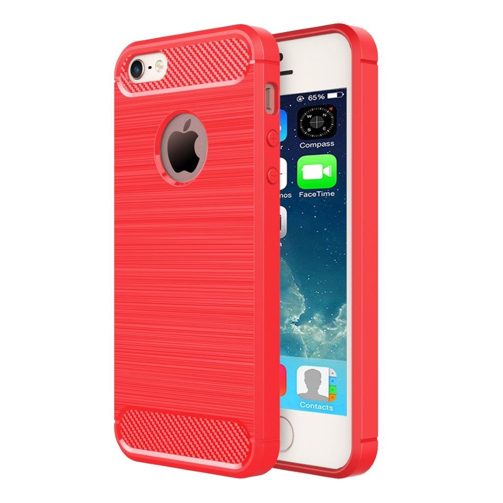 Børstet Armor Case iPhone SE & 5s & 5 - rød farge