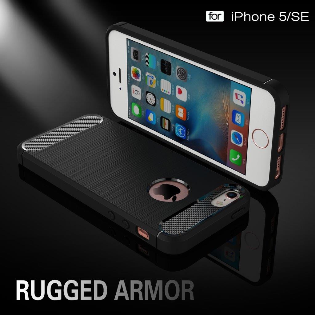 Børstet Armor Case iPhone SE & 5s & 5 - rød farge
