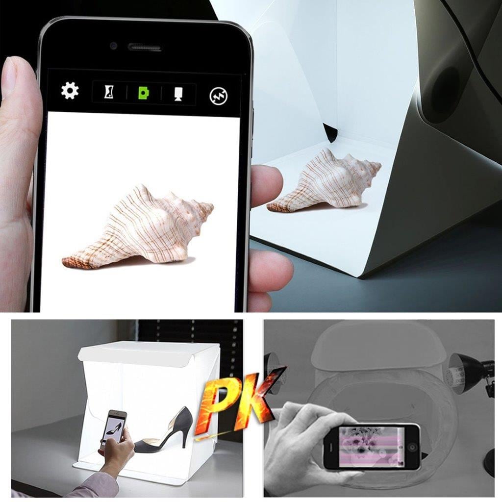 Fotostudio mini med LED-paneler - 2 bakgrunner