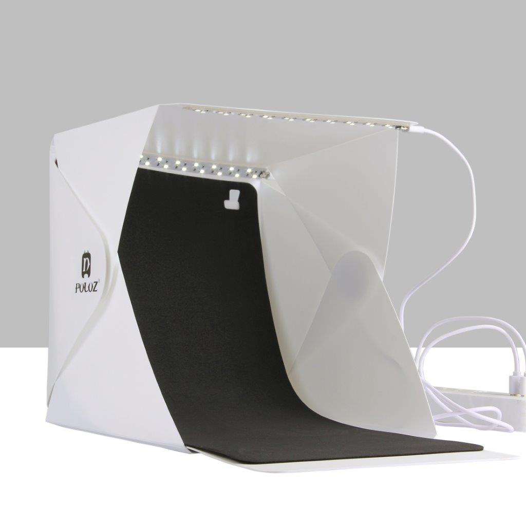 Fotostudio mini med LED-paneler - 2 bakgrunner