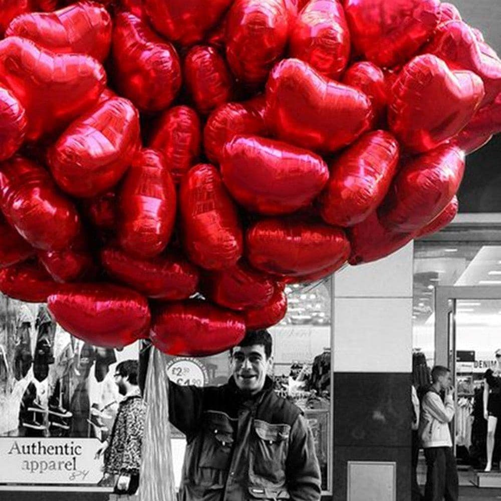 Folieballong for helium 80 cm - rødt hjerte