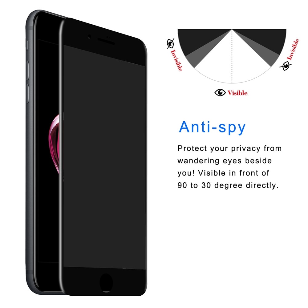 Sekretess skärmskydd i härdat glas iPhone 8 / 7 - Fullskärmsskydd