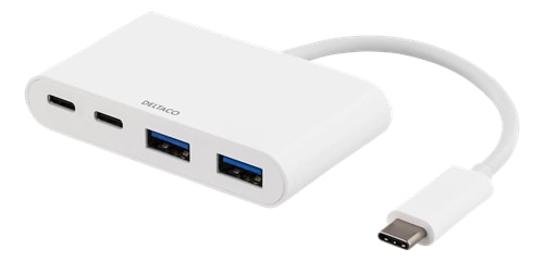 DELTACO USB 3.1 type-C til 2x type-C og 2x type- A adapter