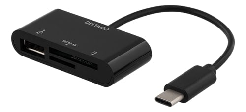 DELTACO SD/micro SD adapater med USB-A port