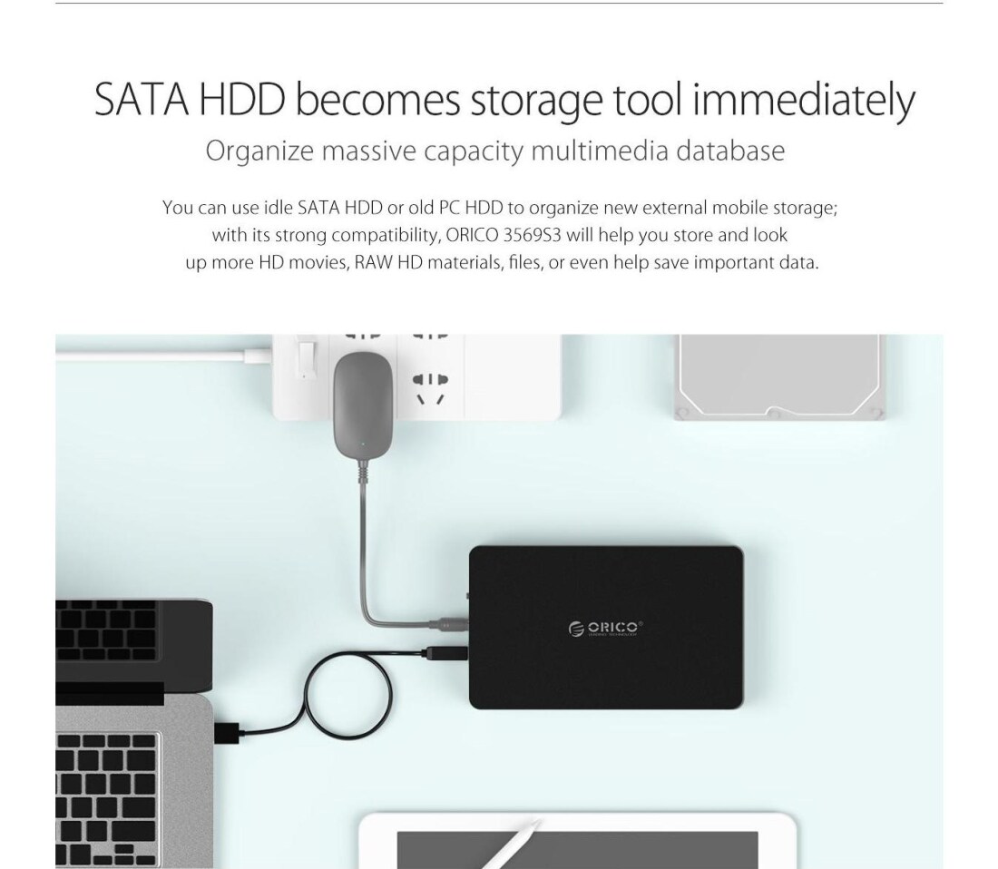 Harddisk kabinett USB 3.0 til SATA 3.0