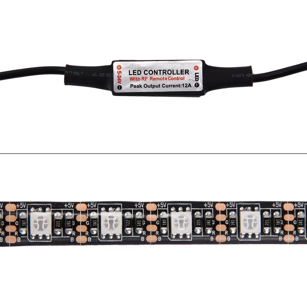 TV-belysning / LED-sløyfe med fjernkontroll - 12W 60 lysdioder SMD 5050 RGB 1x1m