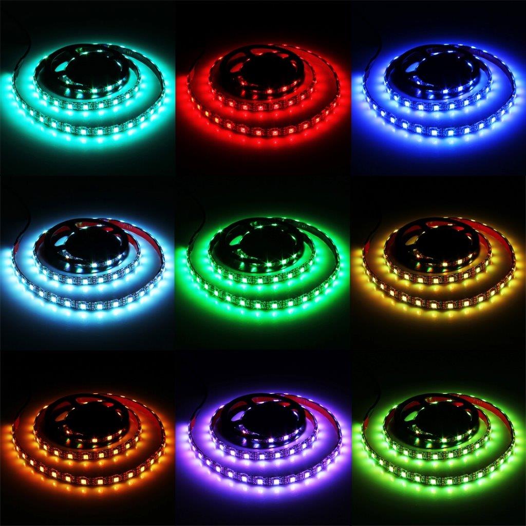 TV-belysning / LED-sløyfe med fjernkontroll - 12W 60 lysdioder SMD 5050 RGB 1x1m