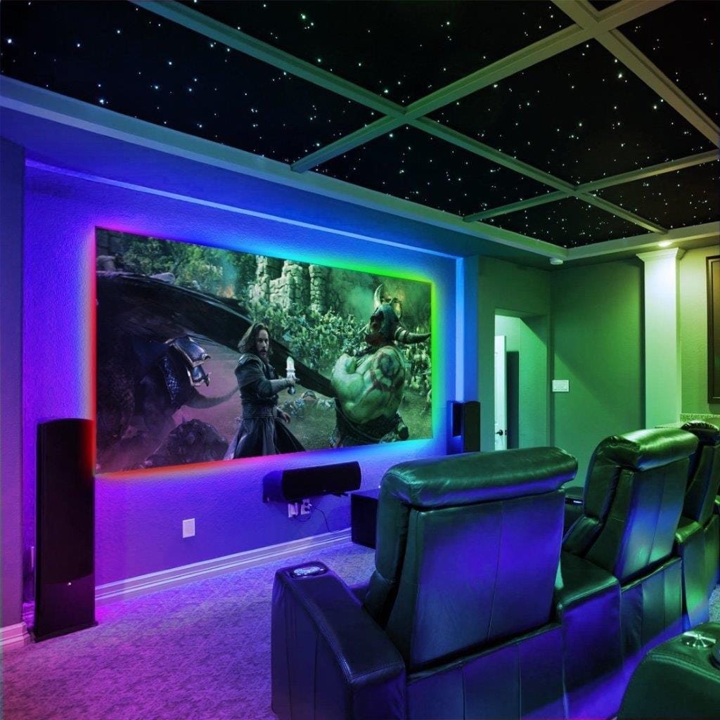 TV-belysning / LED-sløyfe med fjernkontroll - 12W 60 lysdioder SMD 5050 RGB 1x1m