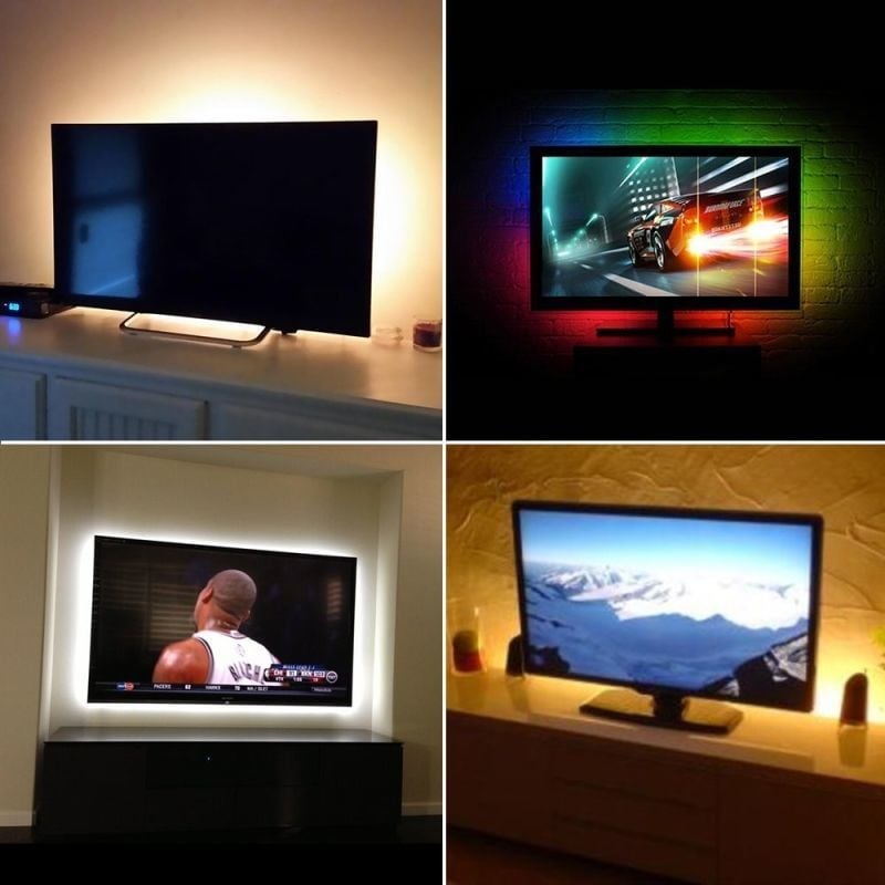 TV-belysning / LED-sløyfe med fjernkontroll - 12W 60 lysdioder SMD 5050 RGB 1x1m