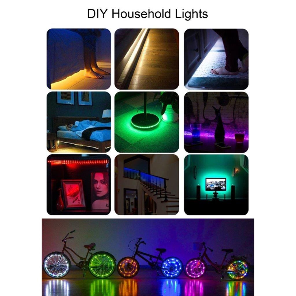 TV-belysning / LED-sløyfe med fjernkontroll - 12W 60 lysdioder SMD 5050 RGB 1x1m