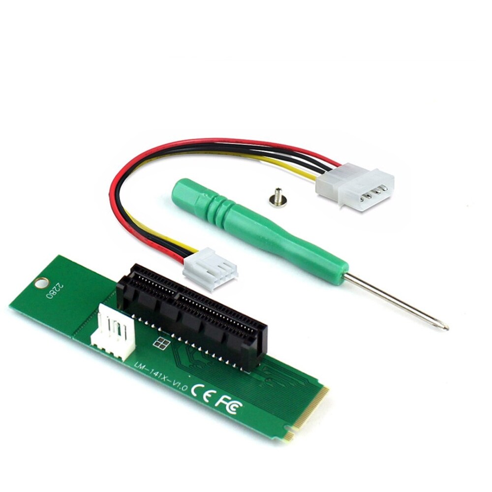 Adapter PCI-E 4X hunn til NGFF med strømknapp & ledning