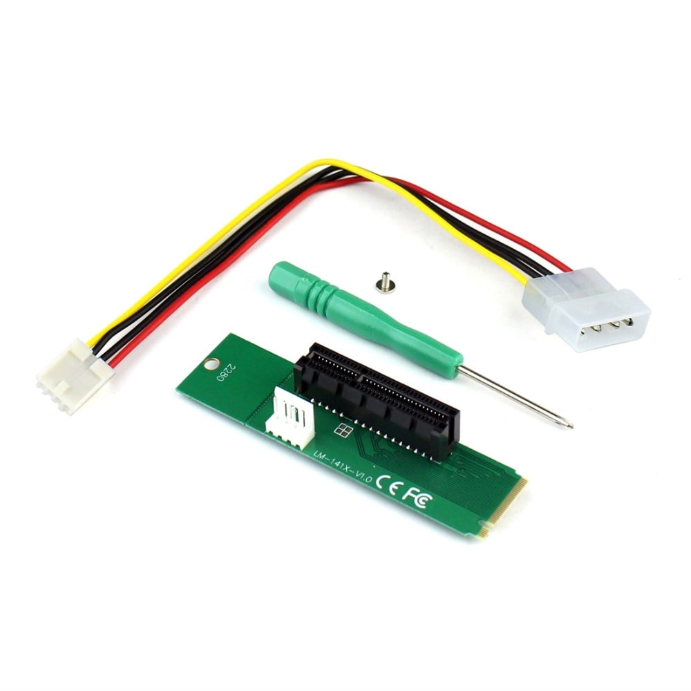 Adapter PCI-E 4X hunn til NGFF med strømknapp & ledning