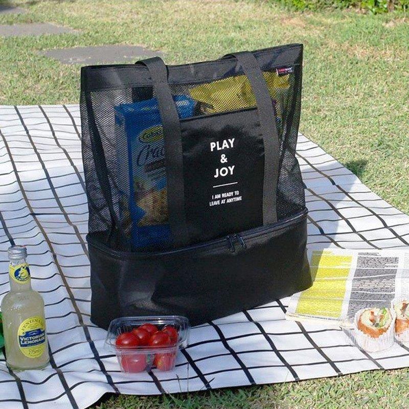 Strandveske / Picknick skulderveske med dobbel ALU-kjølefolie.
